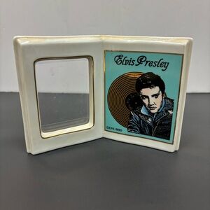 🎵 Vintage 1990 Elvis Presley Ceramic Photo Frame – EPE Licensed Turquoise & Gold